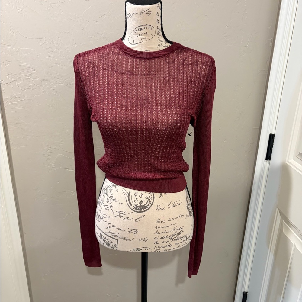Free People Burgundy Crew Neck Sweater